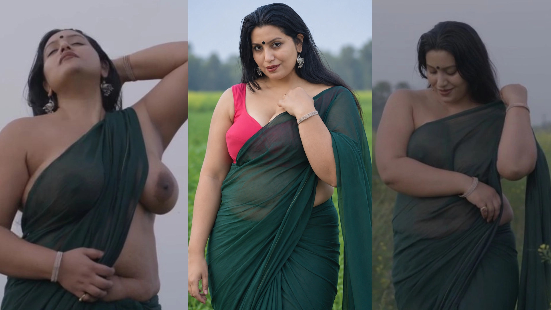 Busty Milf Maya Nude Saree Tease and Boobs Reveal