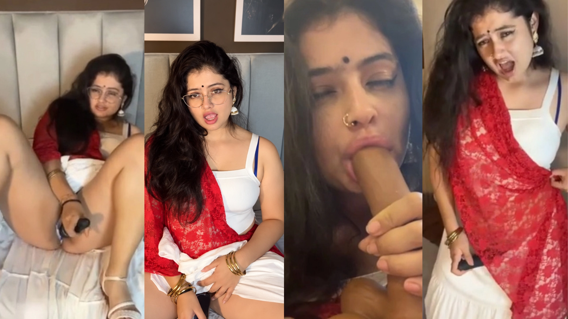 Madison Flame Saree Pussy Masturbation and Huge Dildo Sucking