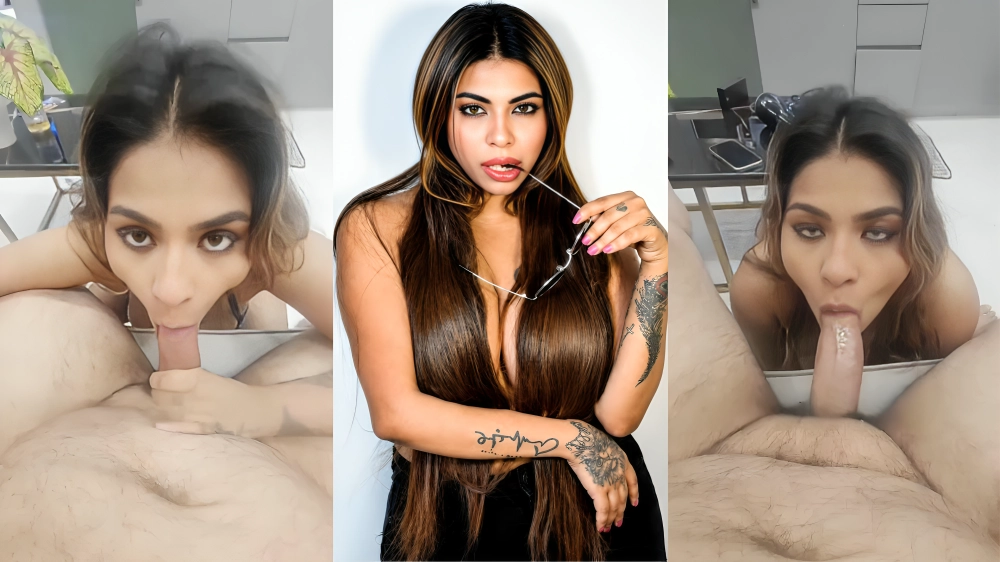 Anam Khan Gagging on Hard Cock Famous Model Blowjob Video
