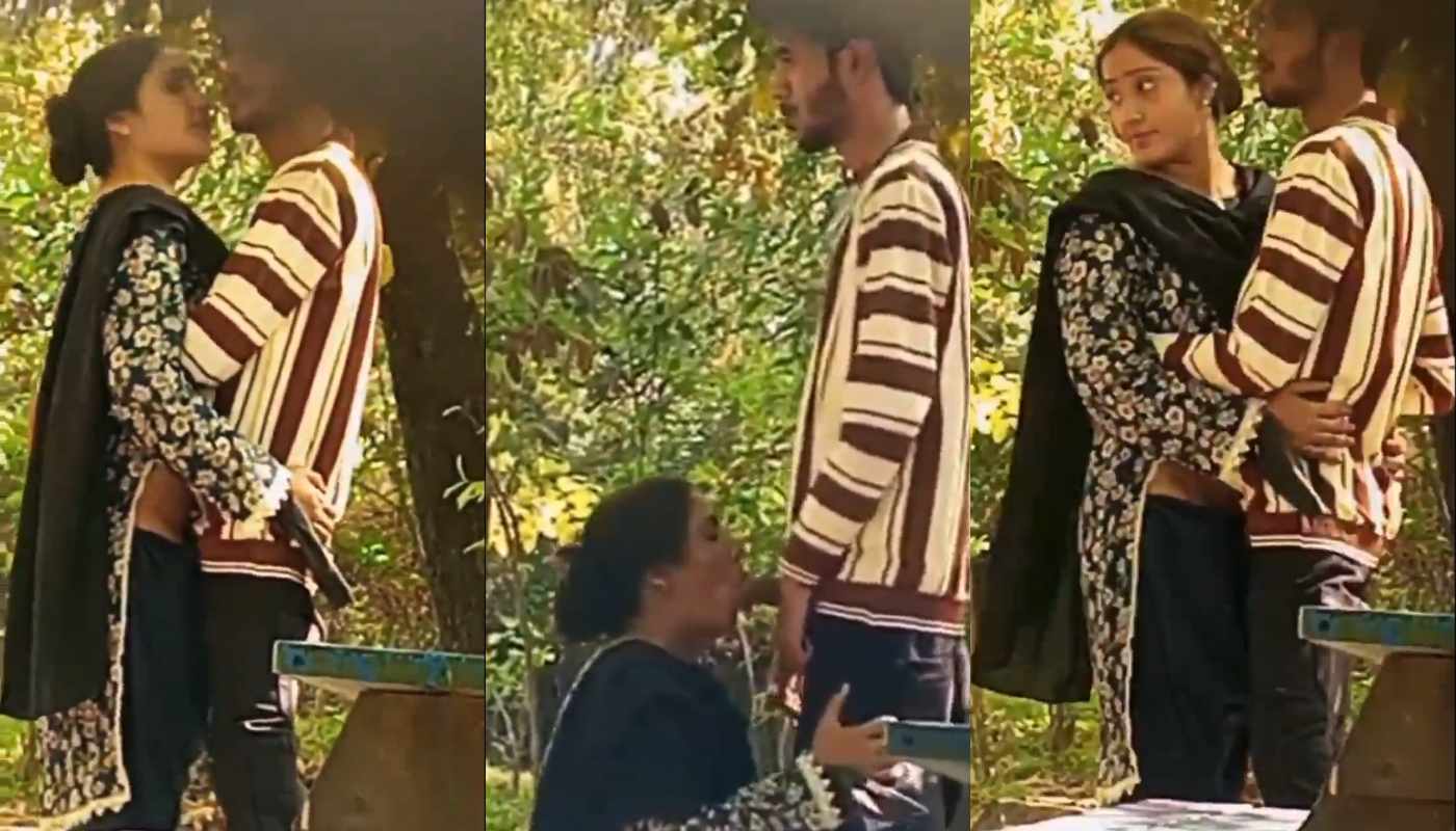 Desi Horny Couple Gf Sucking & Fucking in Garden Outdoor Fun Viral Video
