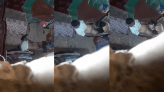 Slutty Bhabhi Sucks Devar's Balls on Her Knees While the Neighbour Films Secretly hough a Broken Wall